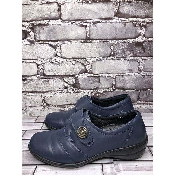 Spring Step Blue Leather Floral Casual Clogs Strap Shoes Women Sz 39EU/8.5M US - Picture 1 of 15